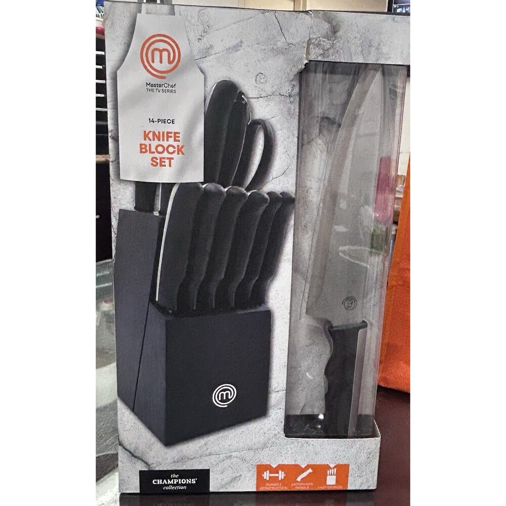 New MasterCHEF 14pc Premium Knife Block Set High Carbon Stainless Steel